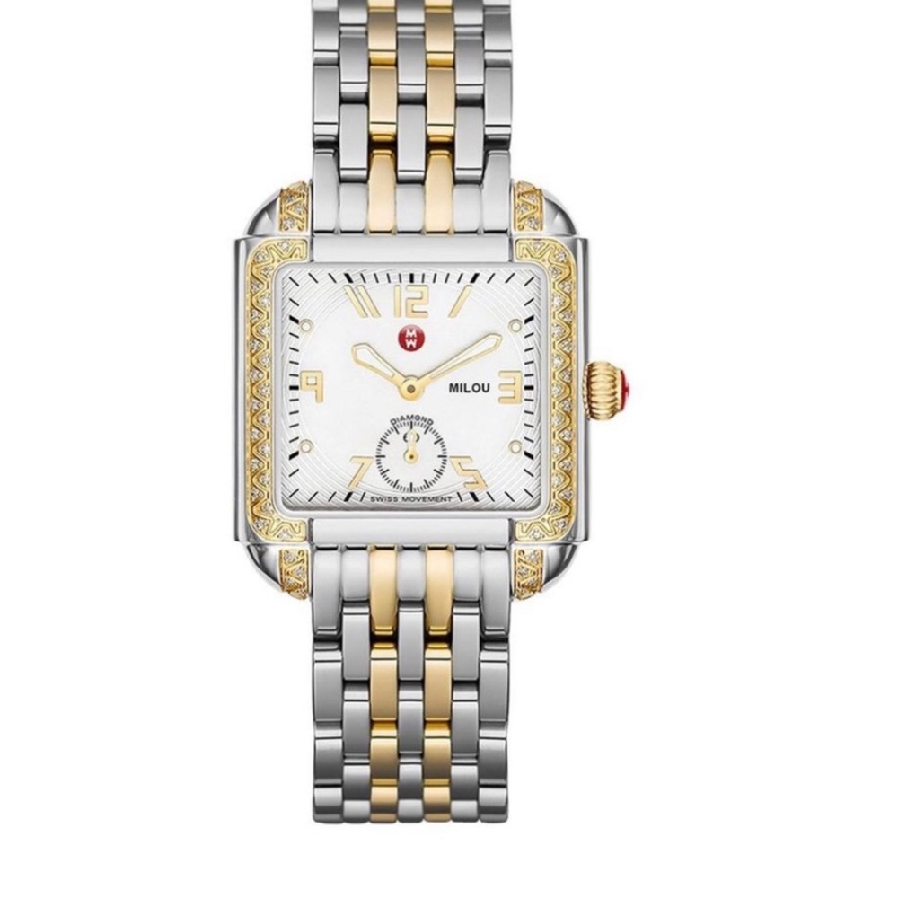 Michele Milou Silver & Gold Watch with Diamonds